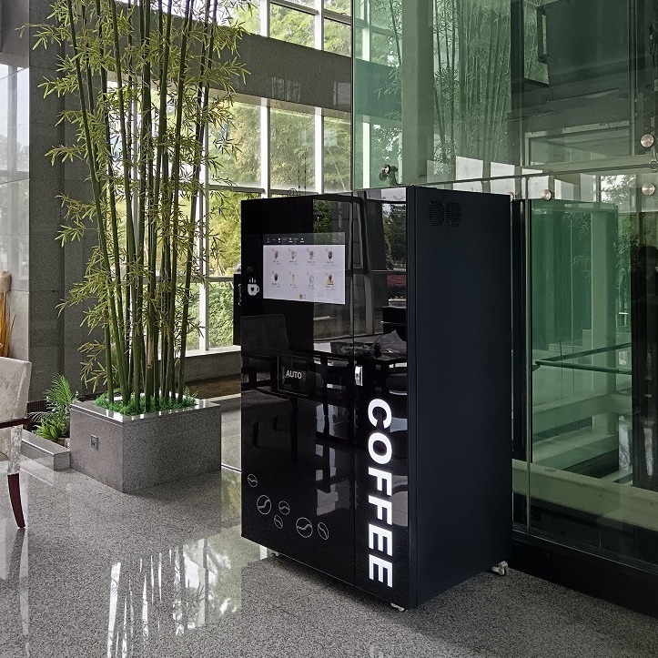 Máquina de café de hielo no tripulada comercial, operación y mantenimiento de fábrica, variedad de bebidas simples