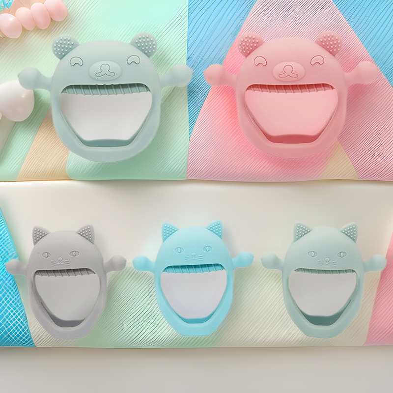 Gato silicona bebé mano guantes dentición juguete bebé teether