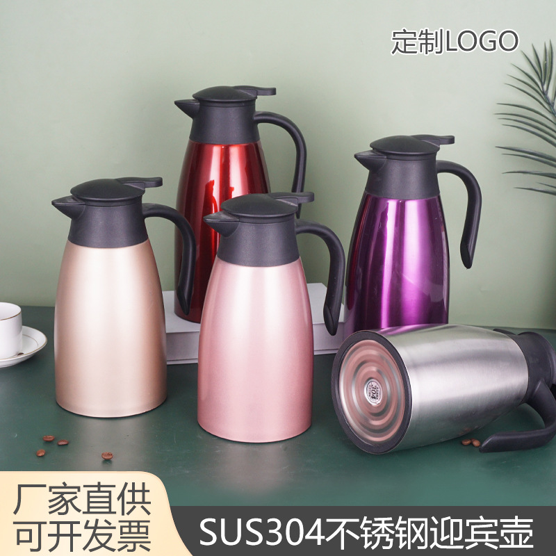 Suministro directo de fábrica de acero inoxidable 304 olla térmica vacío europeo de doble capa de bienvenida café olla hogar Hotel caldera térmica