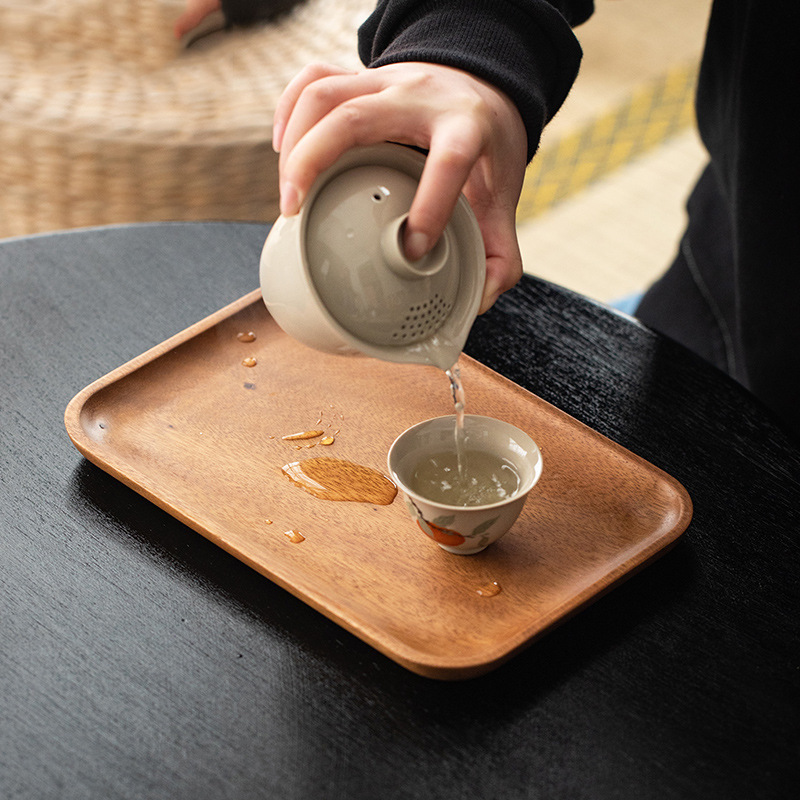 南米産ウォールナット木製トレイ、無垢材和風茶托、北欧風茶台、家庭用リビング茶托、乾燥茶托、茶道具|undefined