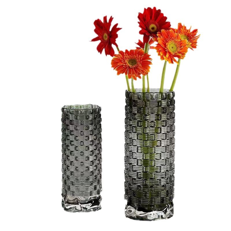 Botella de vidrio de escritorio de sala de estar flor de lujo ligera botella de vidrio de arte inswind rosa de alto nivel de cultivo de agua