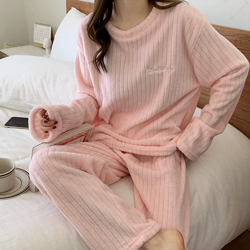 Женский пижамный комплект plus-size, коралловый вельвет в рубчик, для зимы, размер на 80–140 цзинь