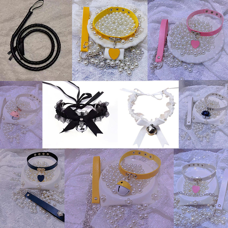 Night soup sexy underwear new accessories adult products role-playing bow bell collar chain traction rope