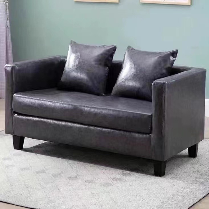 Simple Leather Sofa Apartment Bar Rental Bedroom Living Room Small Apartment Clothing Store Double Sofa Three Person Small Sofa