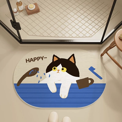 Mud Bathroom Floor Mat Shower – Avtomobil döşəmə paspasları - well-behaved-kitten-oval-white-background-396009cm