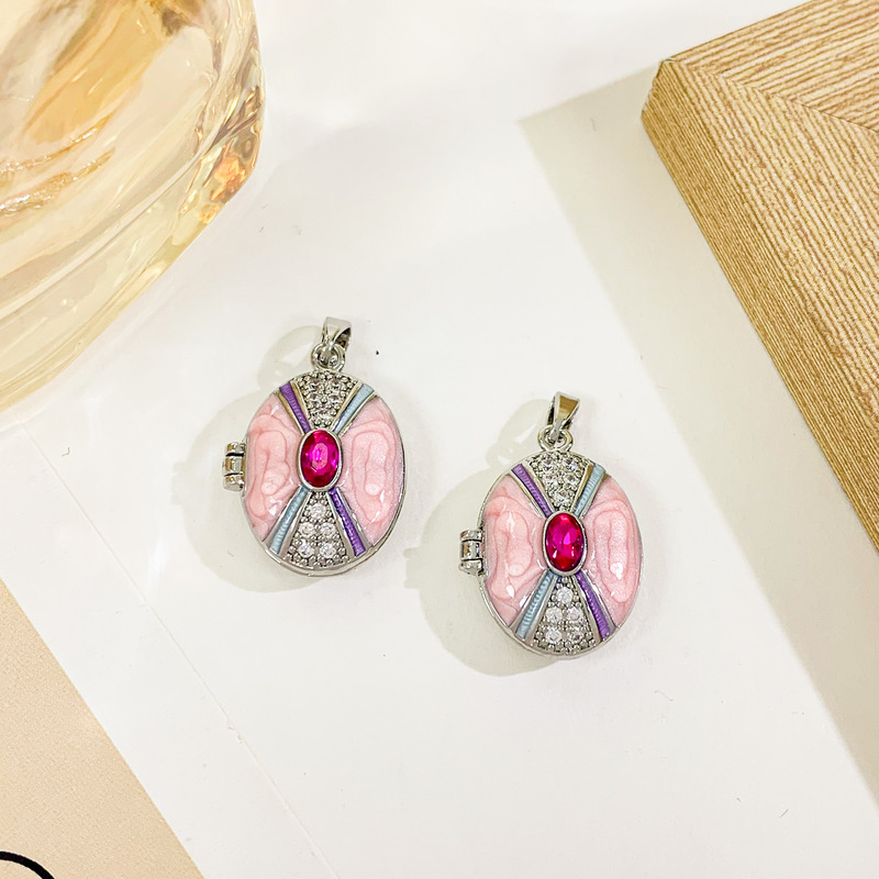 ペンダントレトロオーバルフォトボックスネックレスペンダント女性ニッチライト高級ハイエンド非退色 diy ジュエリーアクセサリー|undefined