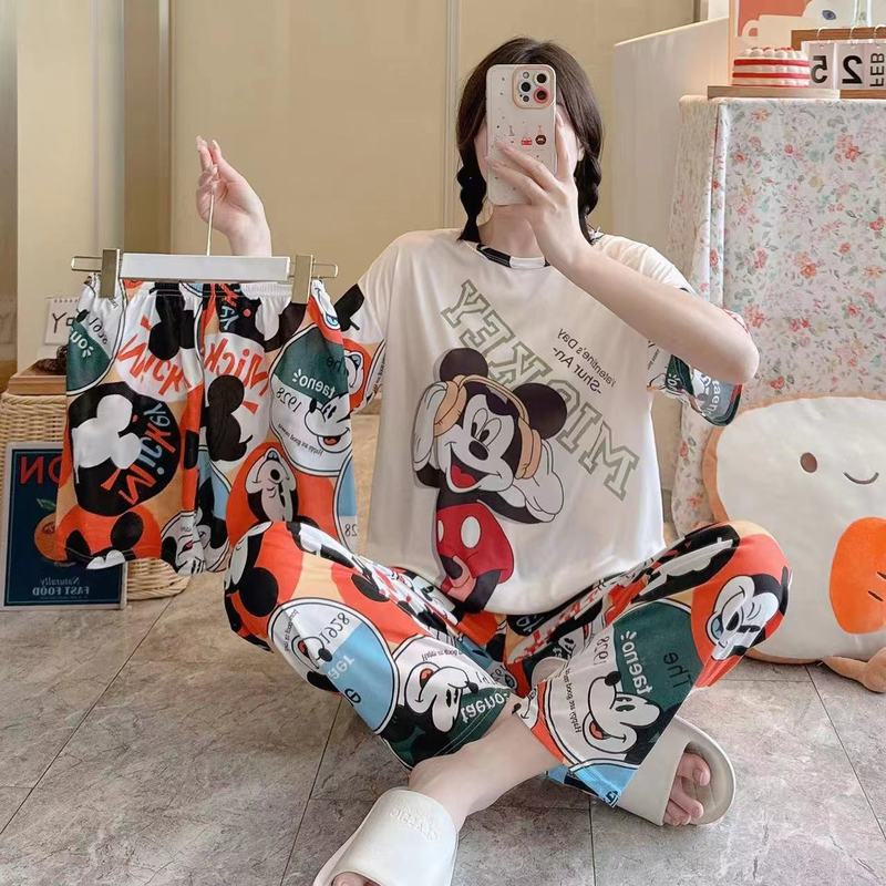 新型外国貿易パジャマ女性半袖半ズボンセット家庭服3セット130グラムは梱包のみをサポートしています|undefined