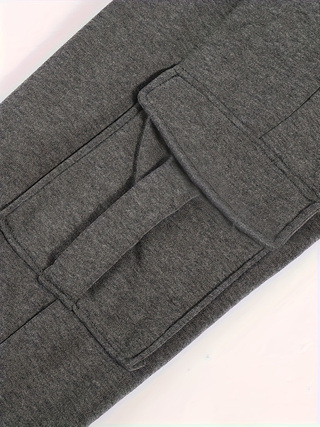 Herren-Jogginghose mit Fleecefutter – Slim Fit Winter-Thermohose mit gebürsteter Innenseite (S-3XL, Schwarz/Grau, Freizeithose im koreanischen Stil)_voghion.com