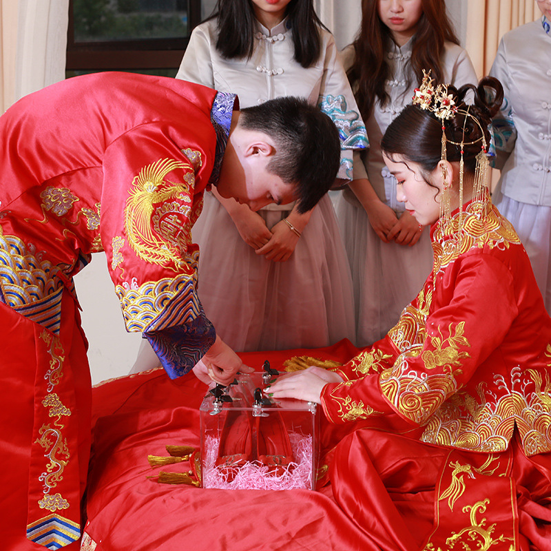 Suministros de boda al por mayor zapatos Xizangos con cerradura caja de zapatos de boda transparente pick-up y accesorios de juego de recogida del novio