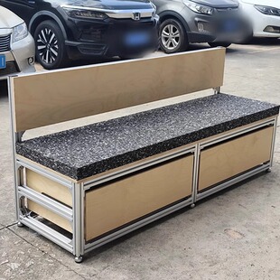 Industrial Style Aluminum Profile Solid Wood Marine Board Long Bench Simple Internet Celebrity Restaurant Coffee Shop Table and Chair Integrated Combination