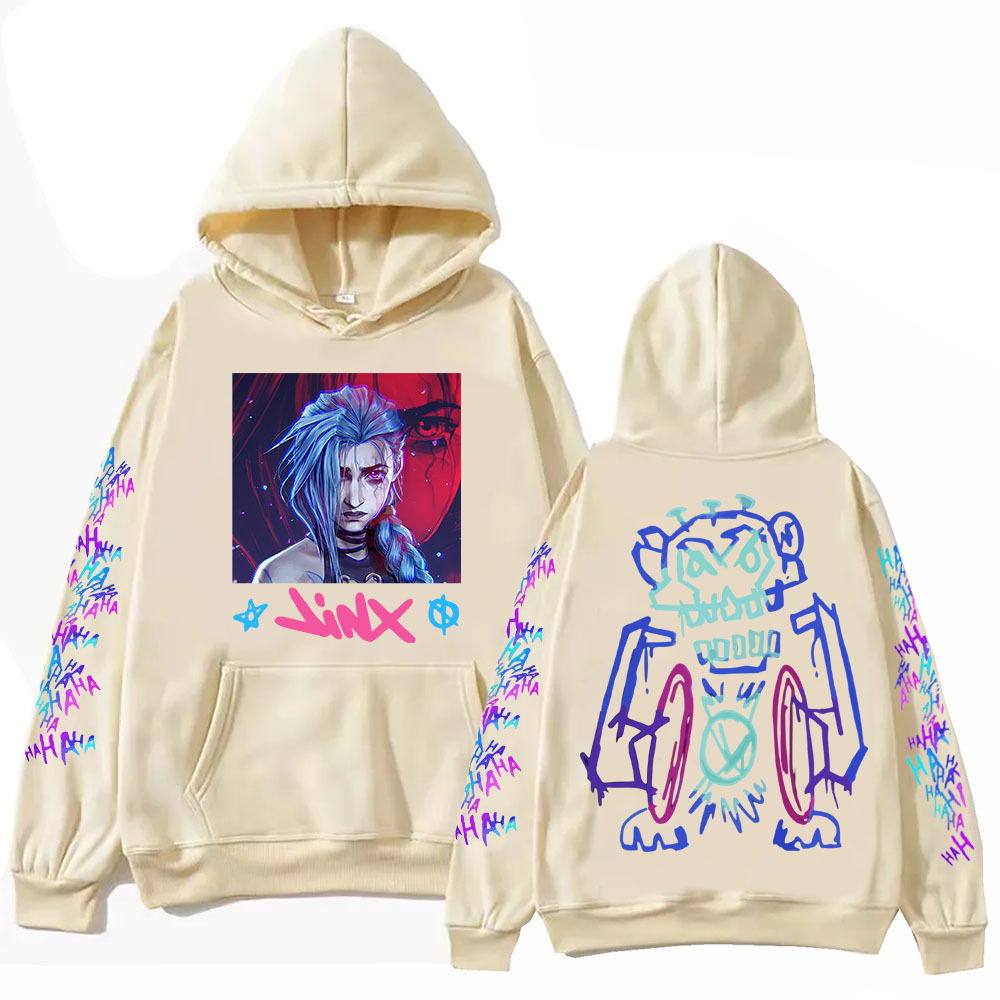 Hot Anime Arcane-Jinx Hoodie Harajuku Hip Hop Pullover Tops