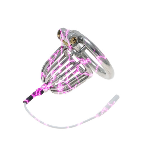 Fun electric shock chastity lock CB chastity device male Cynomorium penis cage pulse anal plug set adult fun SM