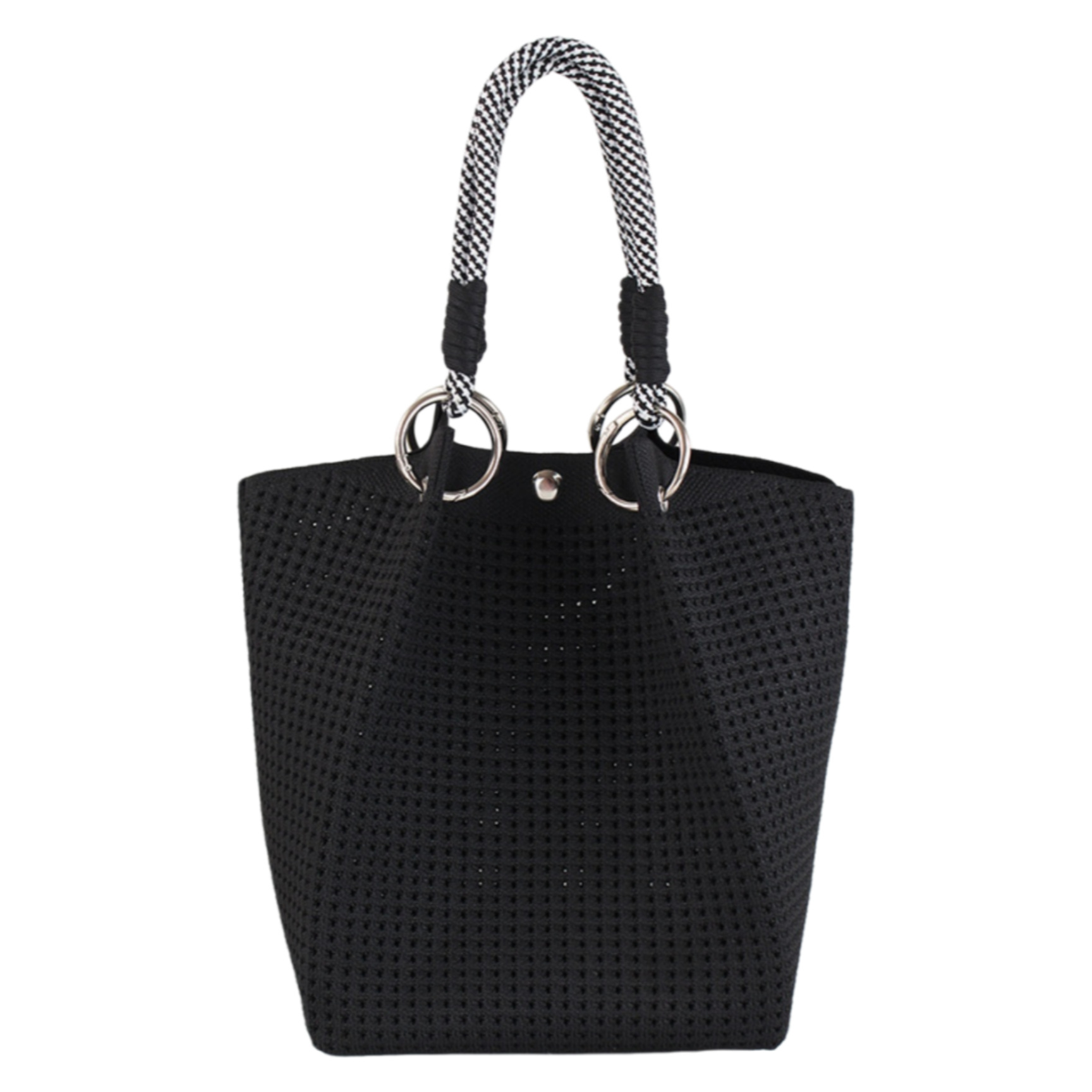 Red cross-border nueva bolsa de bucle de tejido bolsas de tejido de hebilla magnética tridimensional nueva fábrica de bolsas de tejido de rayas de tejido