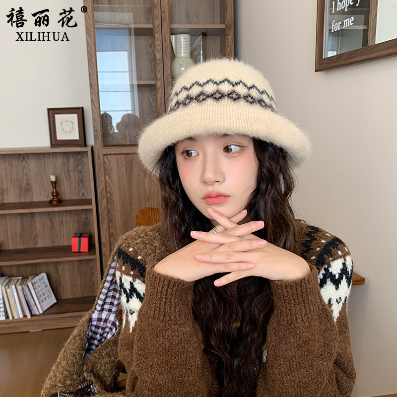 秋冬季防寒保暖盆帽名族风甜美百搭防寒雷锋帽卷边护耳加厚渔夫帽|undefined