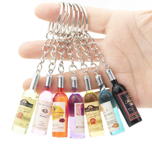 Cute and creative small gifts, simulated wine bottles, red wine bottles, beverage bottles, keychains, mobile phone bag pendants