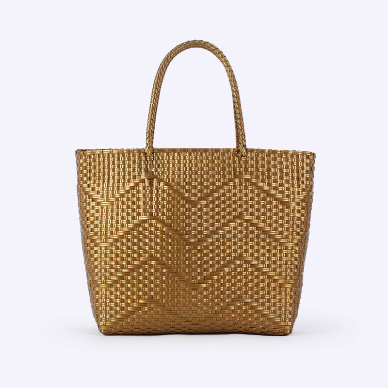 Solid color woven capacious one-shoulder bag for mother and baby