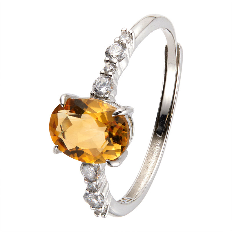 Bagues en argent massif S925 serties de pierres précieuses naturelles (améthyste, citrine, topaze, grenat, péridot) pour femmes (vente en gros)_voghion.com