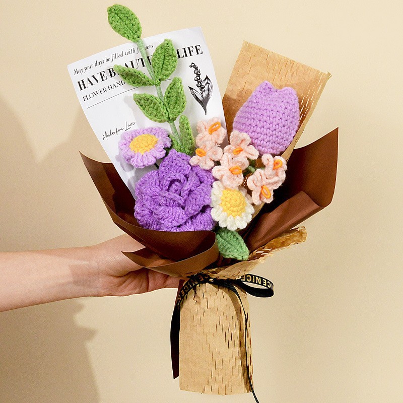 Flor de lana tejida a mano ramo de flores de girasoles flores de punto flor de simulación comercio exterior transfronterizo amazona