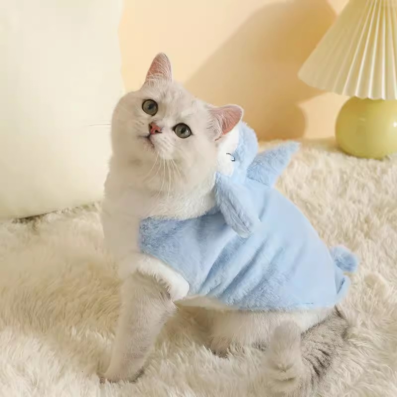 Ropa de gato de invierno cálido cambio de ropa para mascotas marioneta anti-pelusa gatito lindo otoño ropa de invierno gato