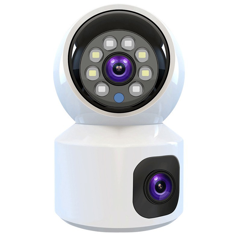 Camera with Night Vision, Pan-Tilt, Wifi, Indoor Surveillance Camera with Alarm Function, Dual Lens, Wide Angle