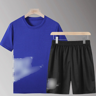 New Summer Sports and Leisure Men's Short-Sleeved Shorts Basketball Training Fitness Running Loose T-Shirt Casual Suit