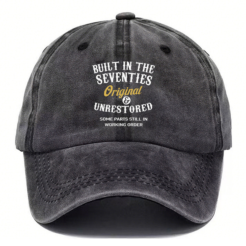 Amazon Cross-Border 70S Print Baseball Cap, Foreign Trade Washed Vintage Dad Hat, Trendy Style Unisex Duckbill Cap