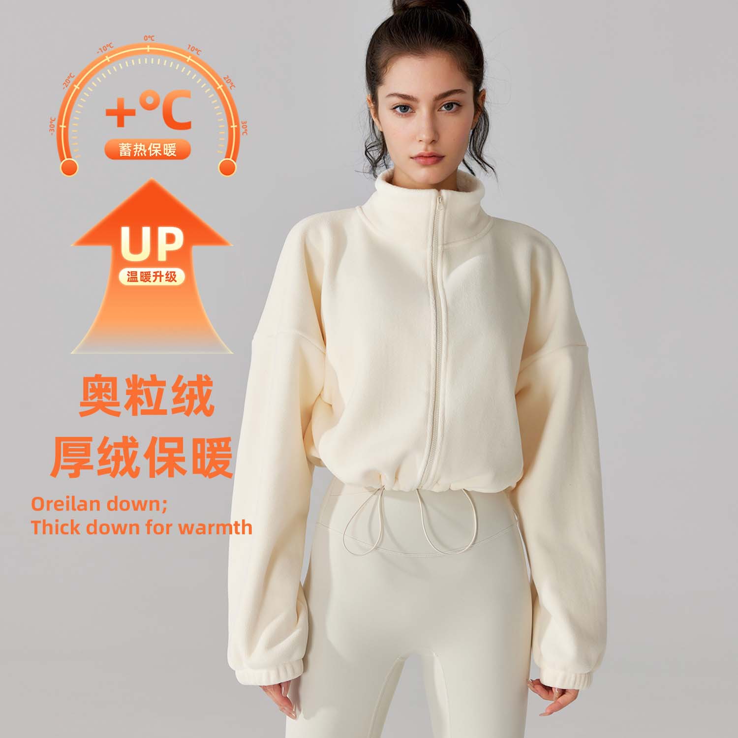Autumn and Winter Double-Sided Fleece Casual Jacket with Stand Collar, Long Sleeves, Thickened, Warm, Loose-Fitting Zip-Up Top Lulu
