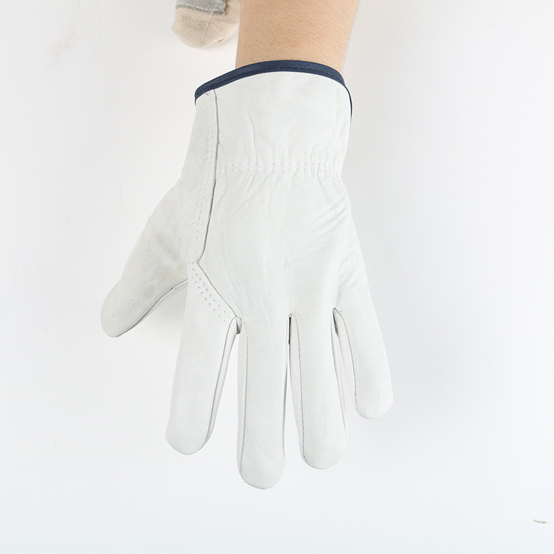 Guantes de conductor de dedo transversal de piel de oveja guantes de aislamiento térmico de soldadura por arco de argón guantes de transporte antideslizante de protección laboral