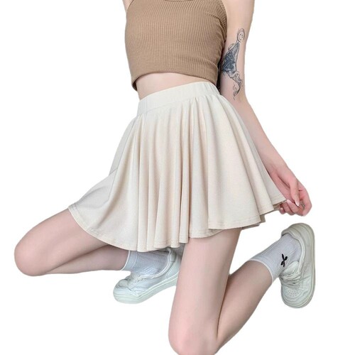 Grey Ballet Style Chiffon Short Skirt Pants for Women Summer Petite High-Waist Loose Pleated High-Waist A-Line Wide Leg Pants