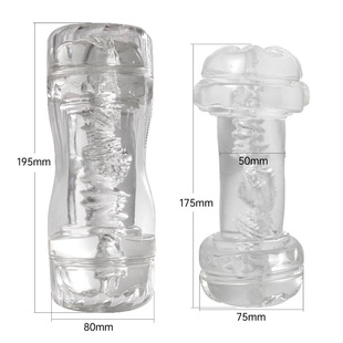 Transparent Double-Headed Airplane Cup Vaginal and Anal Double-Headed Soft and Highly Transparent Male Sucking and Juicing Airplane Cup Sex Products