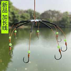 长子线6厘米八钩翻板钩鲢鳙专用钩爆炸钩翻版钩方块饵夹饼钩鱼钩