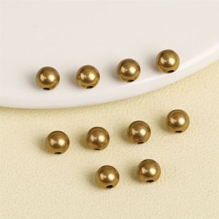 Retro brass round beads, bracelet, necklace, accessory, material