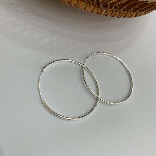 Pure Silver S925 Oversized Thick Round Simple Hoop Earrings for Women, Fashion Trendy Hoop Earrings with a Pop Star Vibe