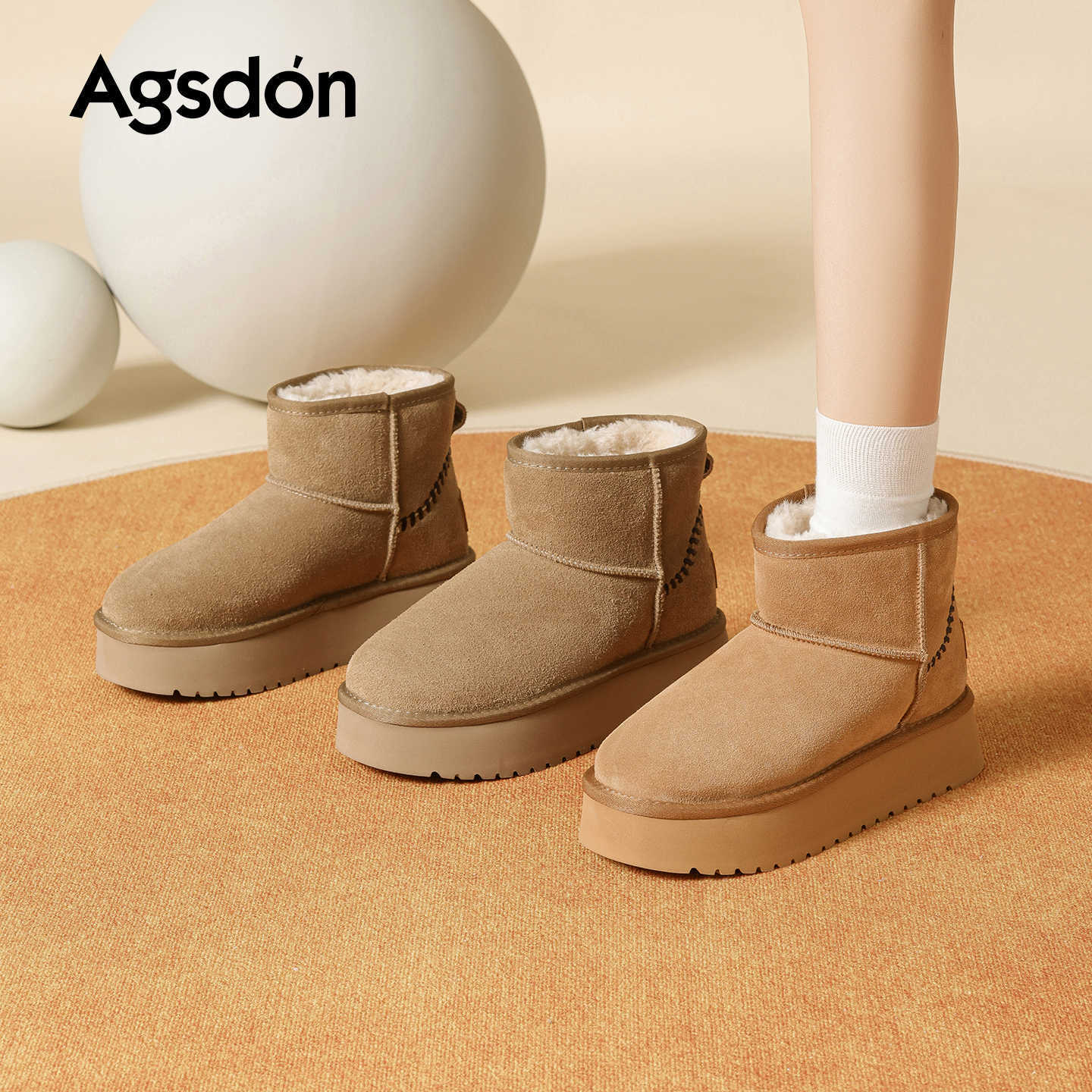 Botas de nieve de fondo grueso para mujeres 2025 nuevas botas de invierno de algodón de pan grueso botas de lana casuales