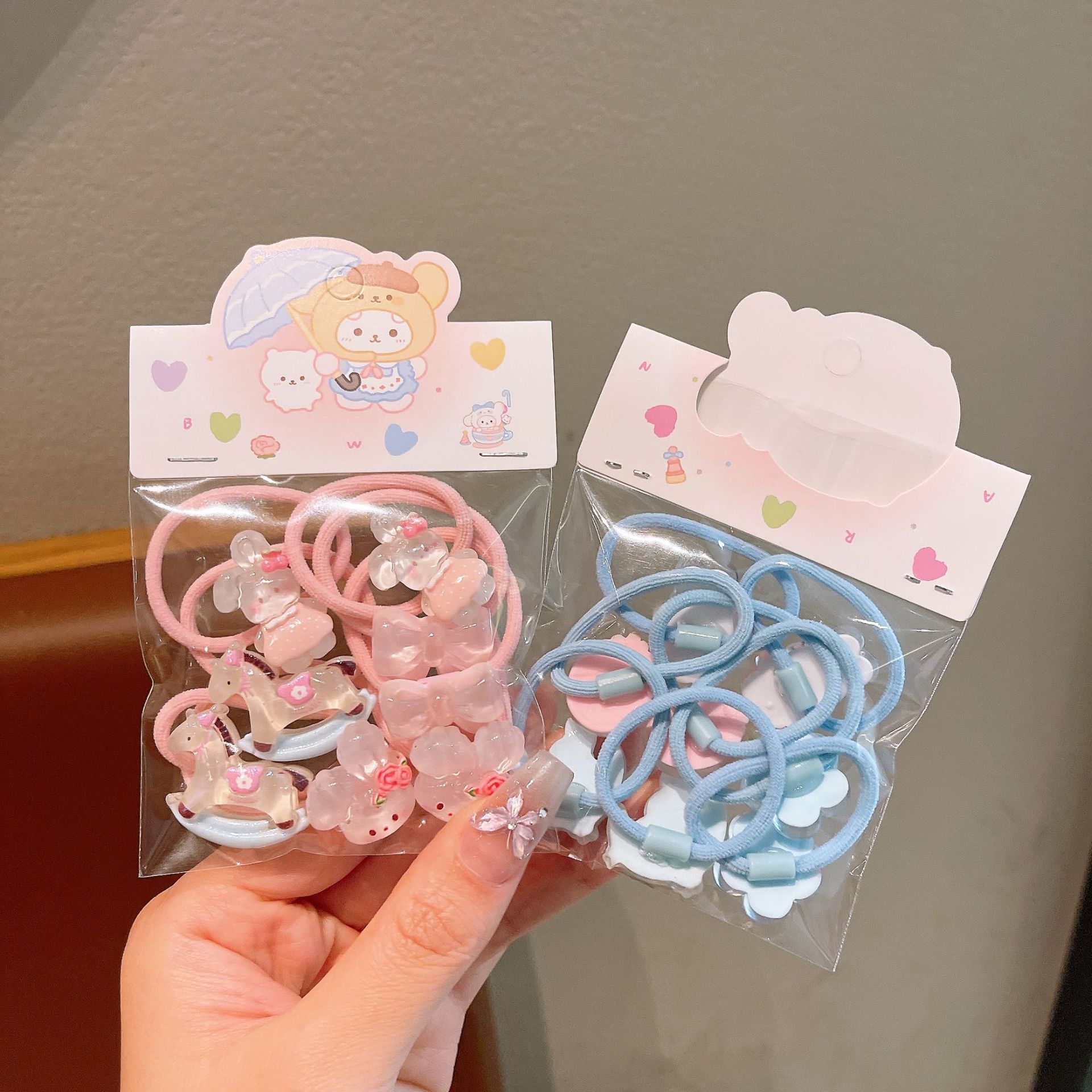 Anillo de pelo de pulgar de dibujos animados para niños, cabello de bebé, cabello de bebé, correa de cabello de alta elasticidad, banda de cabello no lesionada