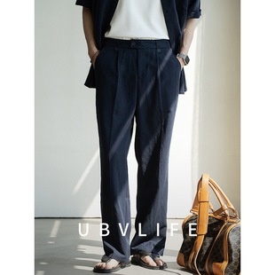 Tencel Slightly Wrinkled and Drapedy Light and Breathable Trousers for Men 2025 Summer New Style Cut and Pleated Business Casual Straight Pants