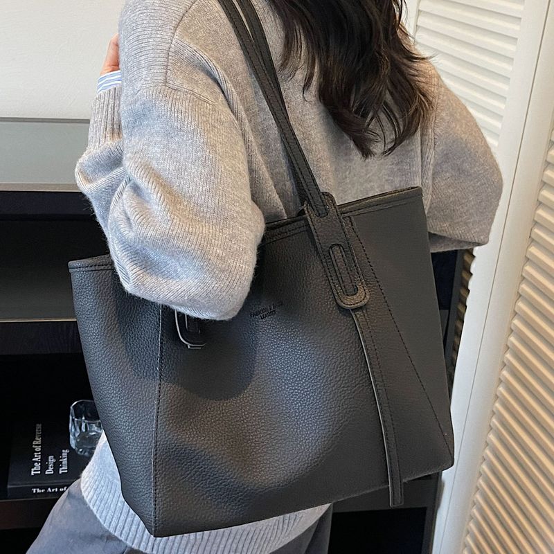 时尚荔枝纹托特大包包女2025新款复古大容量简约单肩包通勤腋下包|undefined