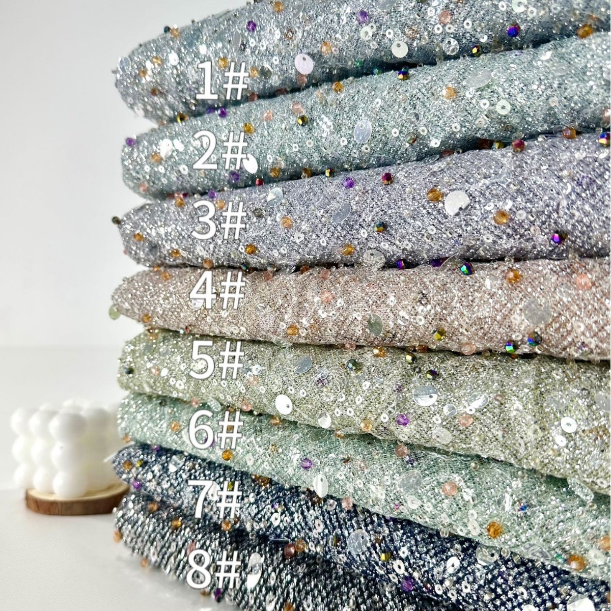 Diamante de oro sequinilla tubo de perlas bordado tela de malla alta moda vestido de boda vestido de tela al por mayor