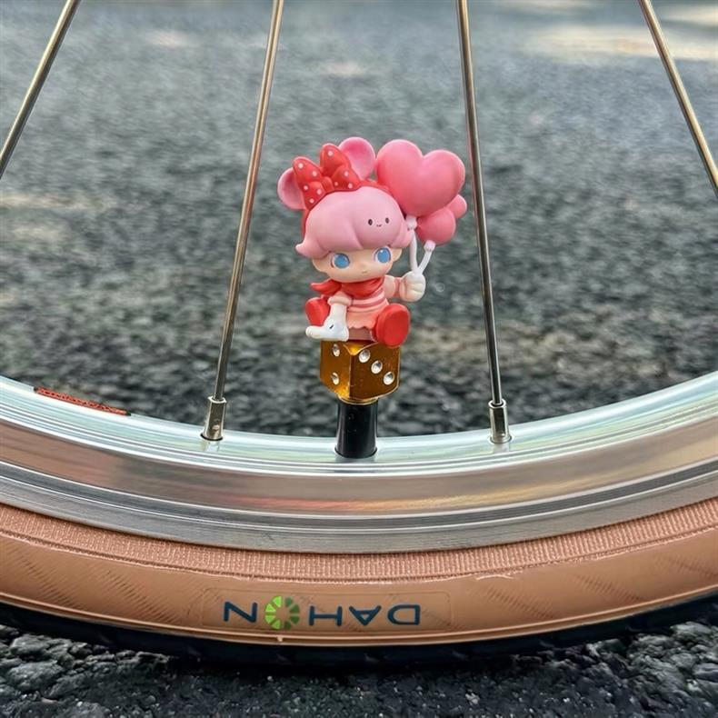 Cute bicycle Dimoo valve cap, universal for decorating Dahon, Brompton, folding, road, and mountain bikes