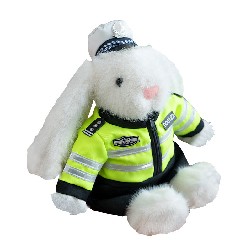 Conejo de policía de tráfico, conejo de policía, juguetes de peluche, muñecas de peluche lindas, regalo de cumpleaños para amigos.