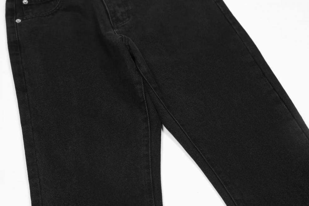 Men's High Street American Retro Washed Denim Jeans Loose Fit Slightly Flared Wide Leg Floor Length Slimming Blue Jeans_mkmklike.com