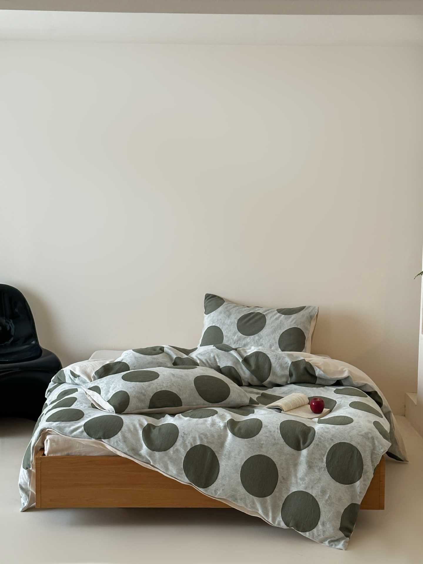 Conjunto de capa de edredão jacquard com bolinhas verde retro_voghion.com