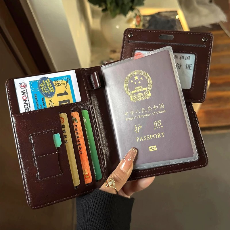 韩系风复古多功能护照夹钱包皮质旅行卡包多卡位旅行证件本新款