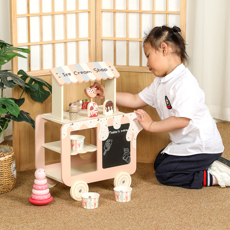 キッチンおもちゃセット子供用クッキングバーベキューバーベキュープレイハウスアイスクリームカートシミュレーションポットアイスクリームおもちゃ|undefined