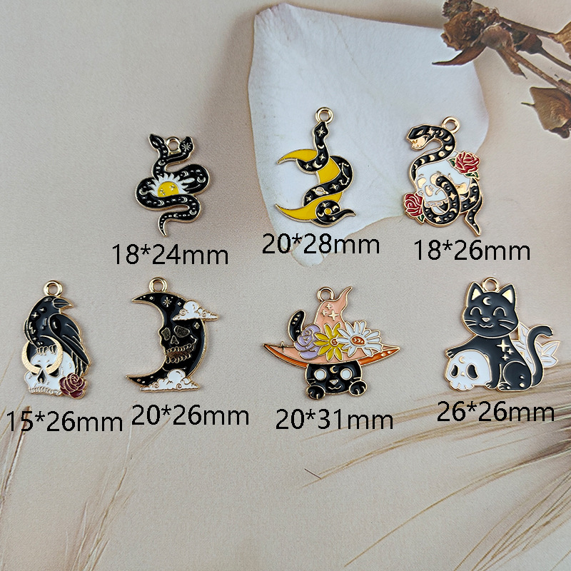 Ig Style Funny Cat Snake Skull Metal Enamel Charms display picture 3