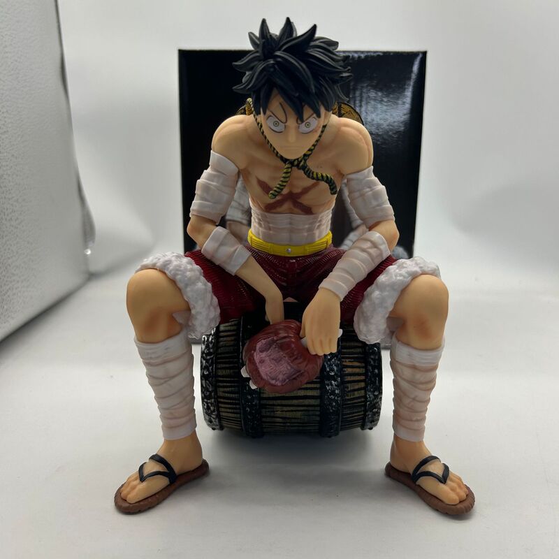 One Piece Sitting Posture Luffy Cosmic Resonance Barrel BT Meat Luffy Model Ornaments Hand-held Wholesale