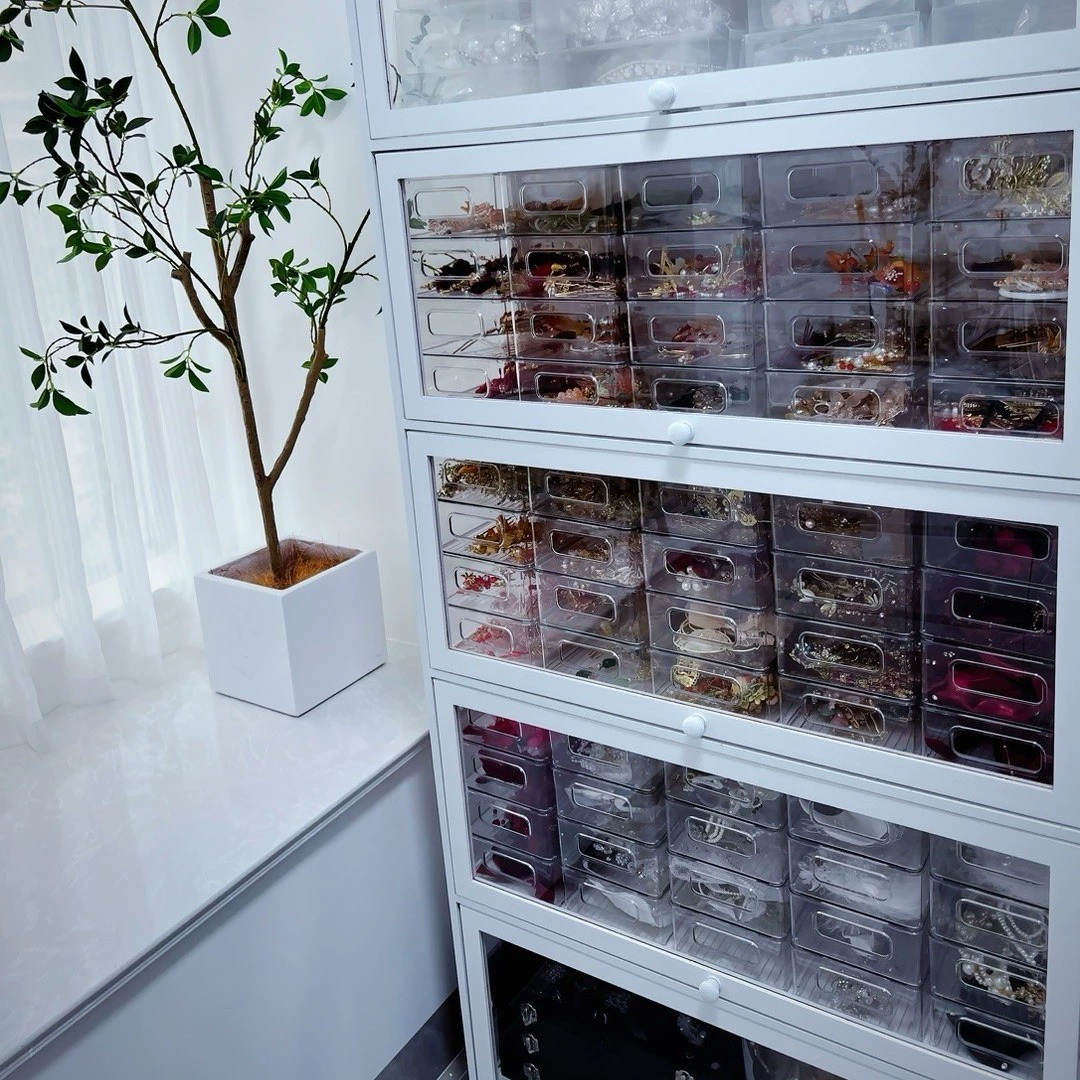 Acrylic Cosmetic Storage Box, Transparent Makeup Organizer, Stackable 12×12×8 cm