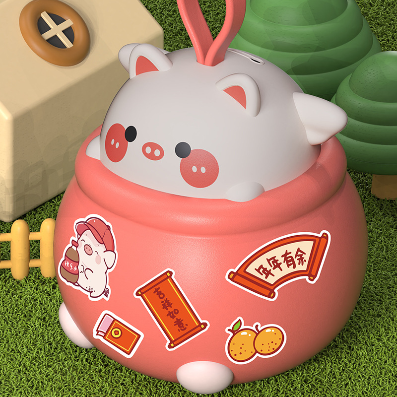 Cartoon lucky bag piggy bank large capacity can be deposited and withdrawn with key savings bank DIY handmade decoration children's toy