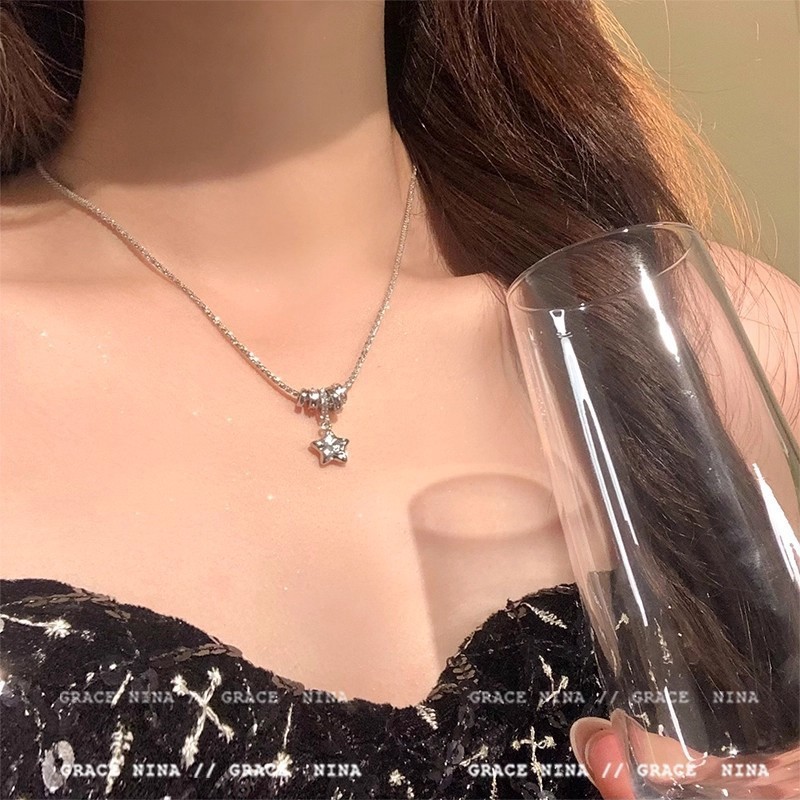 闪锆星星吊坠项链女高级感轻奢小众锁骨链气质百搭配饰|undefined