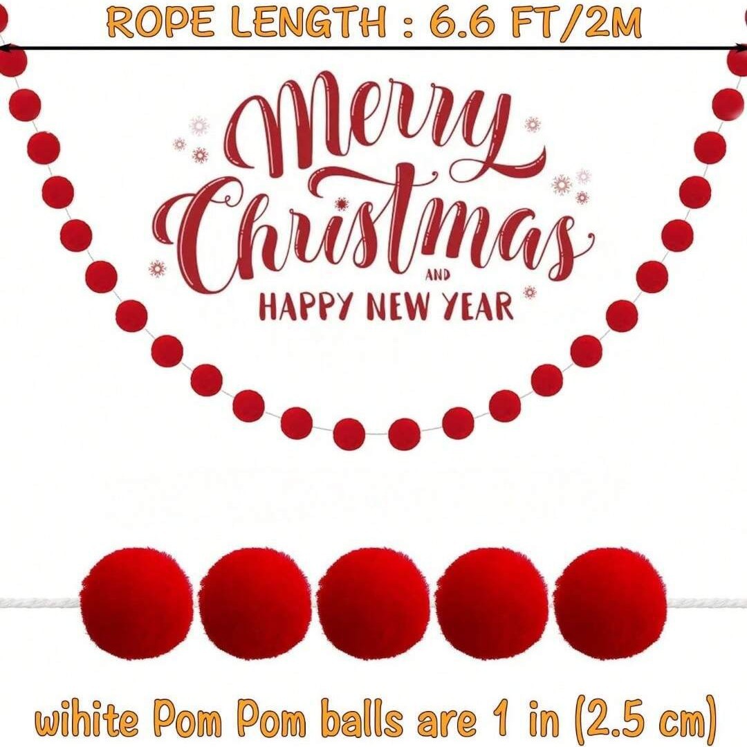 크리스마스 모피 공 배너 레드